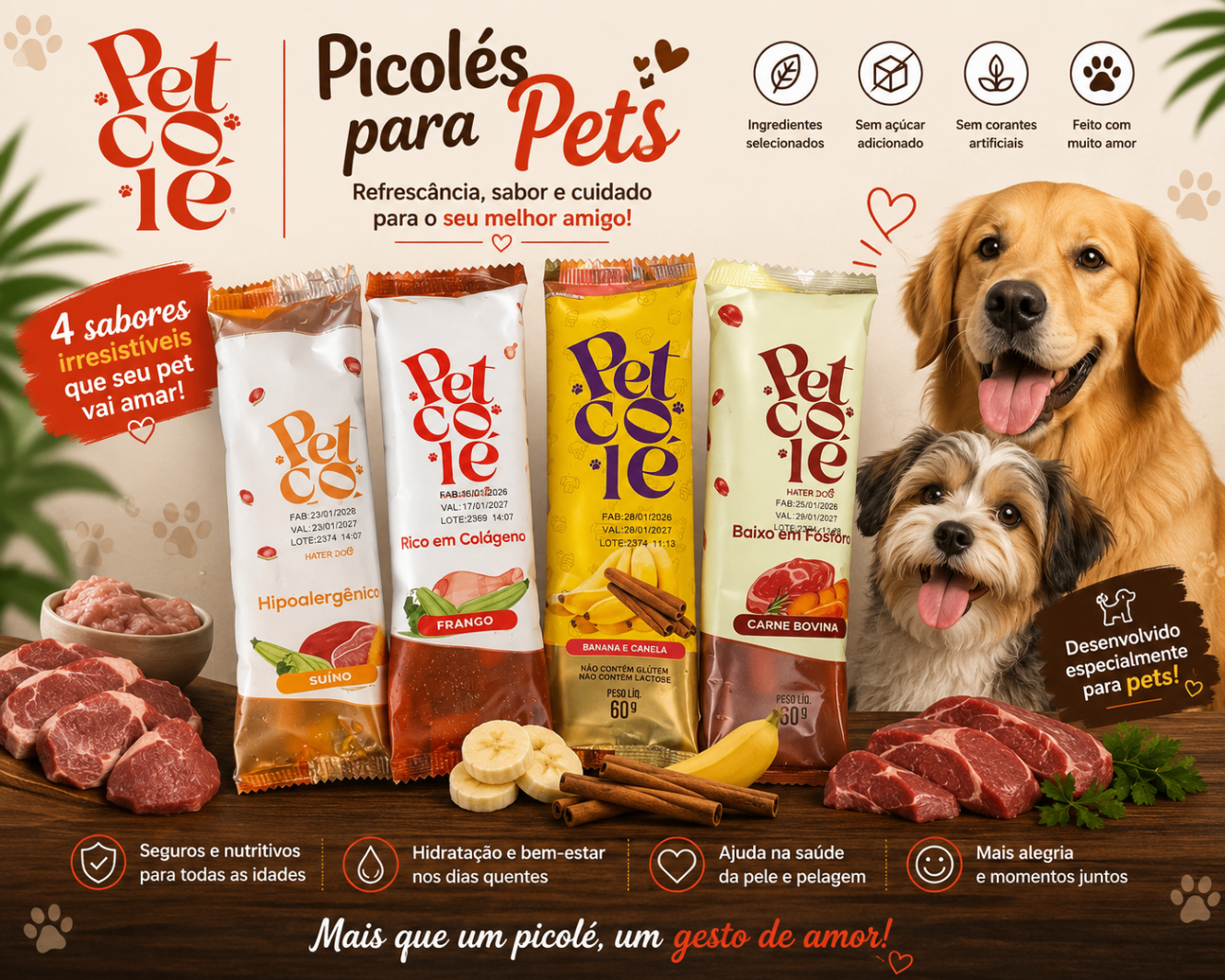 Sorvete de Picolés para Pets Ski Neve
