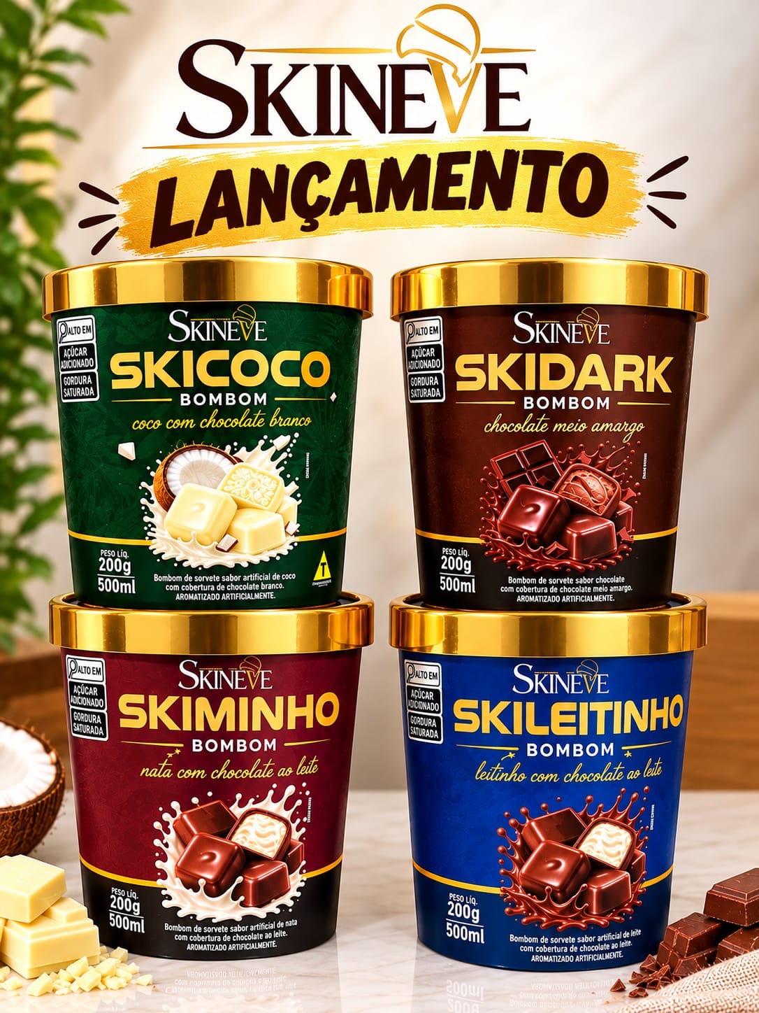 Sorvete de Linha Bombom Ski Neve Ski Neve