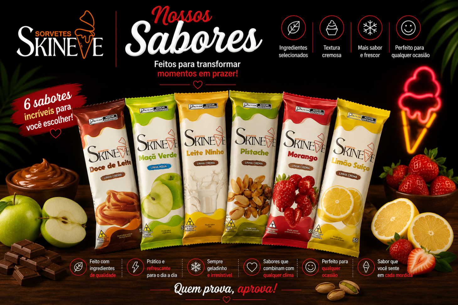 Sorvete de Linha de Picolés Ski Neve