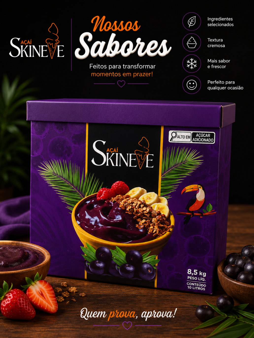 Sorvete de Açaí em Caixa Ski Neve
